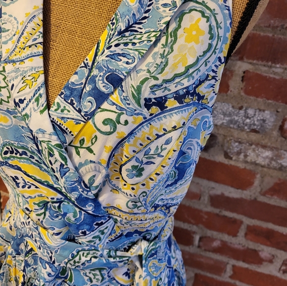 Ralph Lauren 8P blue, green, yellow floral cotton dress - Picture 5 of 8
